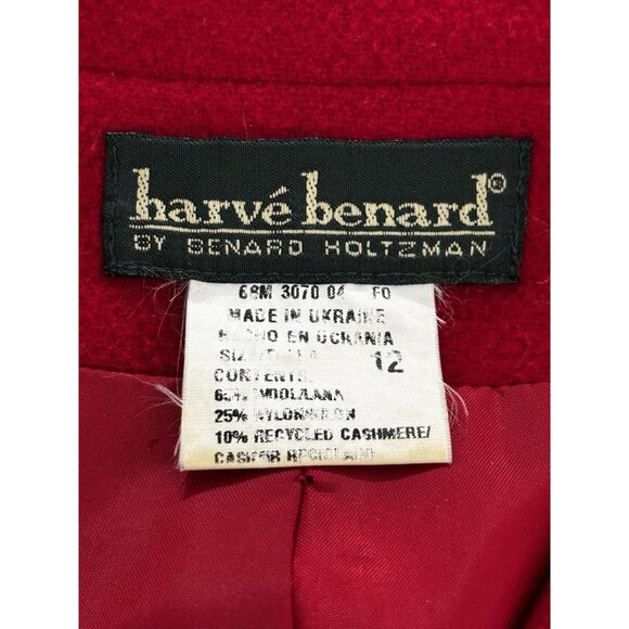 Harvé Benard Womens Red Wool Blend Coat Size 12 Vintage - Picture 4 of 5